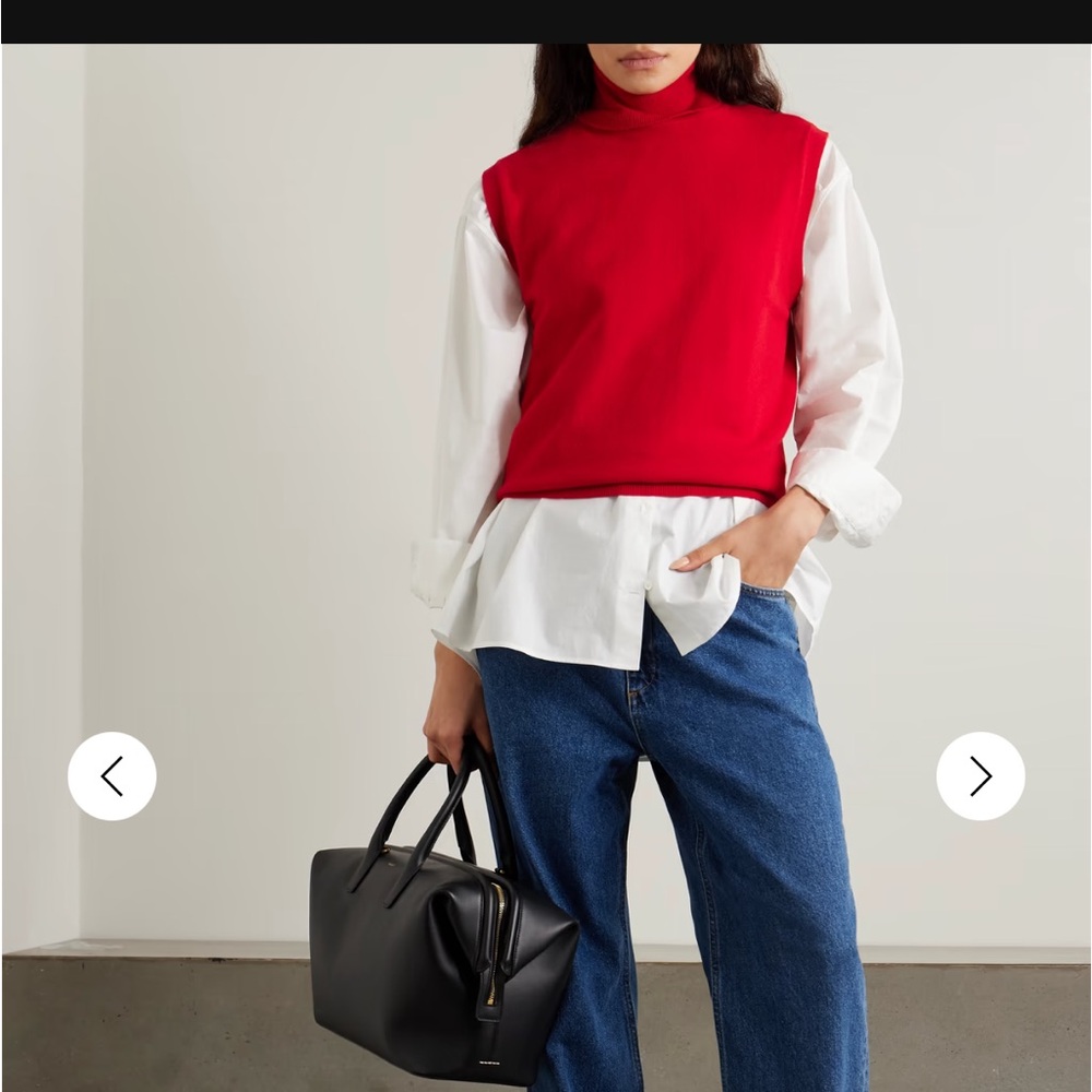 Red 100% Cashmere Sleeveless Turtleneck Sweater